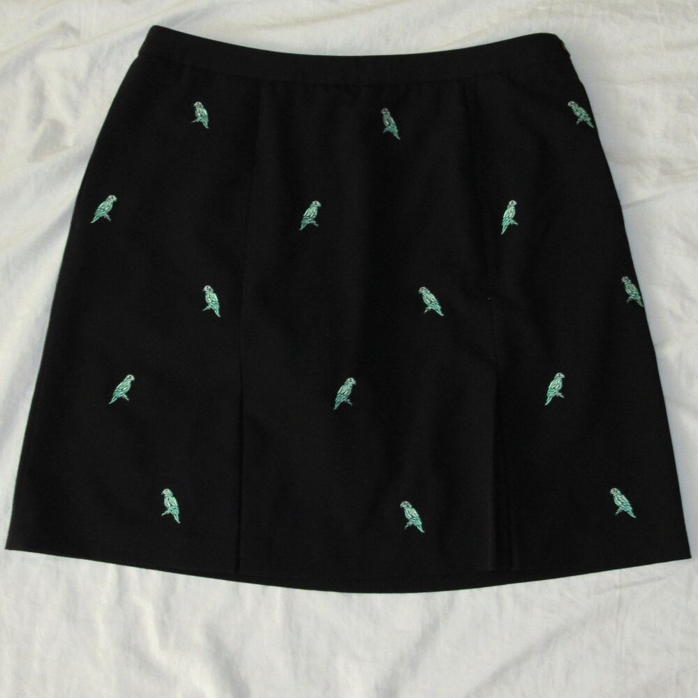 Black Mini Skirt with Mint Embroidery